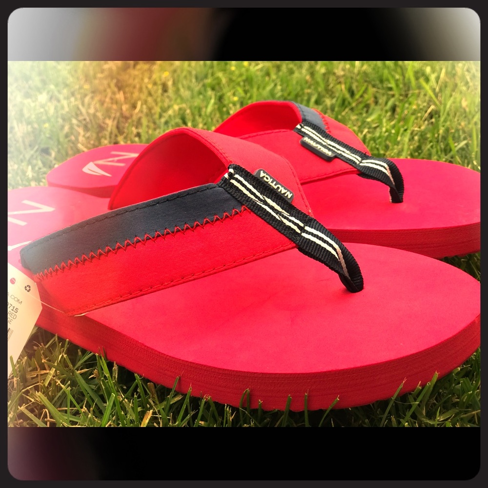Nautica Red Barge Flip Flops 9&10